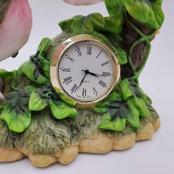 Vintage Cadona Floral Mantel Clock Quartz Hummingbird - Picture 3 of 7
